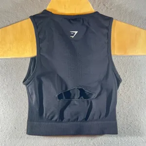 761 | Gymshark Vital Seamless 2.0 Back Cutout Crop Top Tank Black‎ Womens Small thumbnail 2