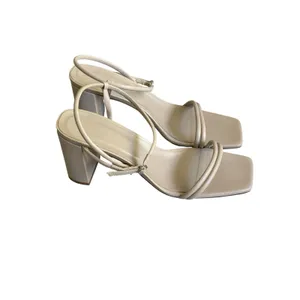 AEYDE Helene Sandal Heel 41 Cream Leather Ankle Strap Block Square Toe Leather thumbnail 3