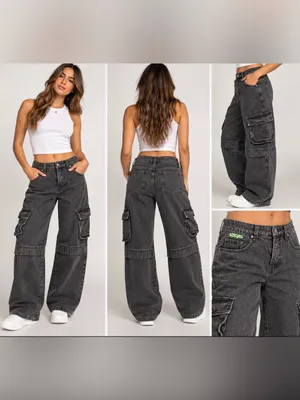 Empyre wide leg cargo jeans size 4S Black thumbnail 2