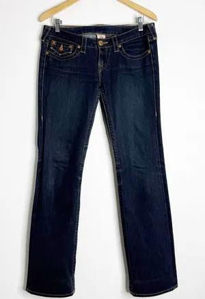 True Religion Billie Low Rise Bootcut Jeans Size 29 Dark Wash Made in USA thumbnail 1