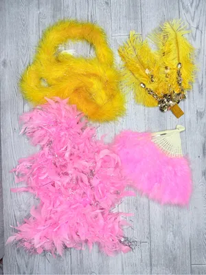 Vintage feather boas and fans / hair piece accessories glitter costume cosplay thumbnail 1