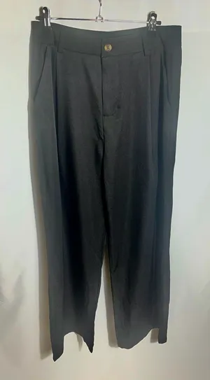 Micas Black Wide Leg Trousers Women Medium High Waist Pleated Dress Pants thumbnail 1