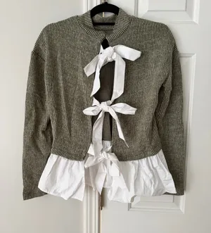 Anthropologie Maeve Bow-Back Twofer Oversized Top/Sweatshirt, Size XS thumbnail 10