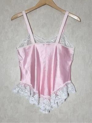 Berh Michaels Women’s Vintage Y2K Babydoll Lace Satin Top Sleeveless Pink S thumbnail 4