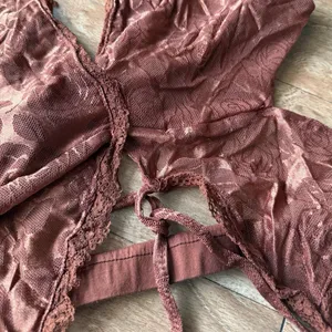 Elegant Burgundy Halter Lace-Up Top thumbnail 2