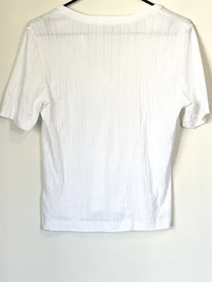 NWT Madewell Pointelle Notch Neck Tee in White - Size: Large thumbnail 7