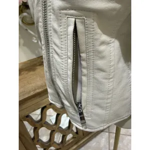 Abercrombie & Fitch Women's Vegan Leather Moto Jacket - XS Cream thumbnail 5