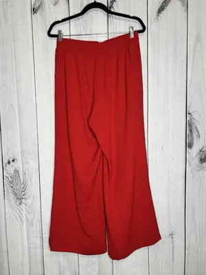 Jodifl Red Pants Sz Large (32x27) Wide Leg Elastic Waist Pockets thumbnail 4