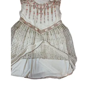 One September Anthropologie White‎ Embroidered Sleeveless Shift Dress Small thumbnail 6