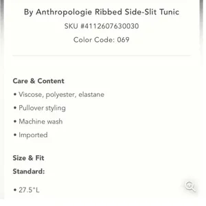 Anthropologie Ribbed Slide Slit Tunic Red New NWOT - Small thumbnail 8