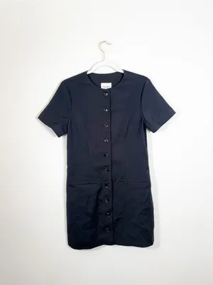 NWT Abercrombie Mara Black Short Sleeve Button Front Mini Dress Medium thumbnail 2