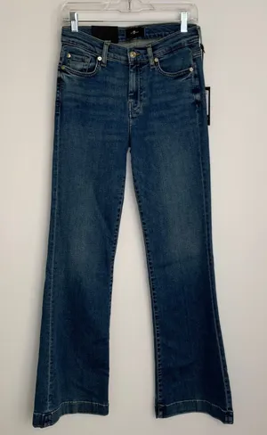 7 For All Mankind Dojo Mid Rise Flare Jeans Womens Blue Denim Size 27 thumbnail 1