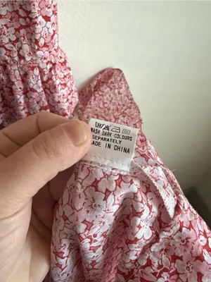 Petal + Pup Aspa Floral Tiered Midi Dress Pink Ruffle Tie Back Cotton Size 4 thumbnail 9