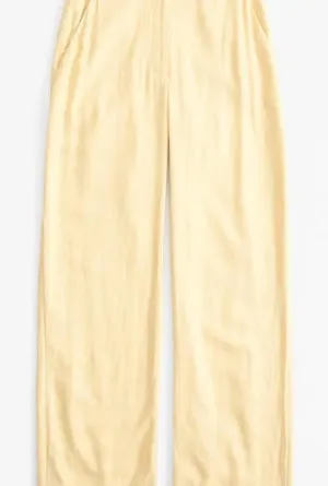 Abercrombie & Fitch linen blend tailored straight pants butter yellow size 10 thumbnail 1