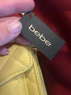 bebe Quilted Lemon Yellow Crossbody with Chain Detail thumbnail 3