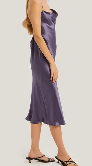 Reformation Lilac Purple Silk Midi Dress thumbnail 2