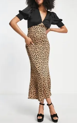 ASOS Sexy Classy Wedding Formal Event Pin-Up Vibes Leopard Print Midi Dress NWT thumbnail 1