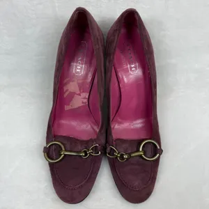 Coach Aubry P554 Burgundy Suede Horsebit Loafer Pumps Made in Italy Womens 6.5 B thumbnail 3