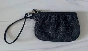 Coach Patent Leather CC Black and Silver Wristlet thumbnail 1