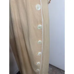VTG 90s Casual Corner Rayon Linen Side Button Midi Dress Yellow 14 (Fits M/L) thumbnail 3