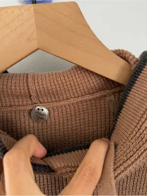 Margaret O'Leary XS Waffle Knit Hoodie Pullover Tan Camel Lounge Comfy thumbnail 2