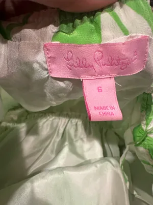 Lilly Pulitzer Darcia Silk Limeade Wishing you were here Green Floral Dress 6 thumbnail 4