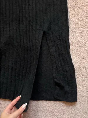 Aerie Black Midi Skirt Ribbed thumbnail 2