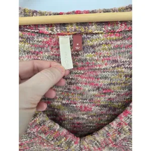 Pilcro and the Letterpress Sweater Womens Medium V-Neck Pullover Pink Multi Marled Knit EUC thumbnail 3