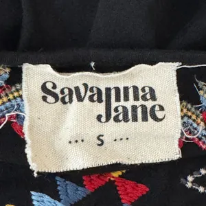 Savanna Jane Womens‎ Small Black Southwestern Embroidered Fringe Hem Top Blouse thumbnail 5