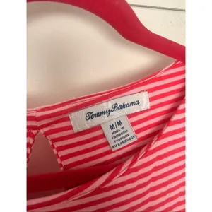 Tommy Bahama Women’s Medium Pinkish Red White Striped Dress Stretchy thumbnail 2