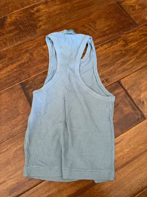 SKIMS Ribbed Racerback Tank in Blue thumbnail 3