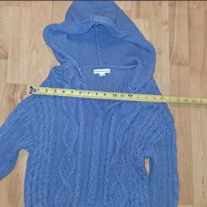 Aeropostale Hooded Baby Blue Crochet Hoodie Sweater Size S thumbnail 3