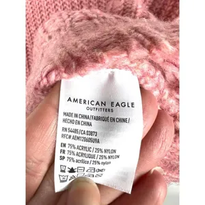 American Eagle Outfitters Pink Textured Chunky Knit Cropped‎ Sweater Women's S thumbnail 5