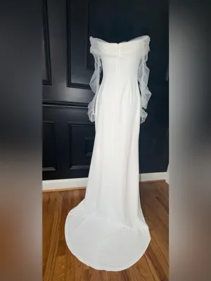 NWOT-Lulus wedding collection beloved mesh off shoulder dress thumbnail 6