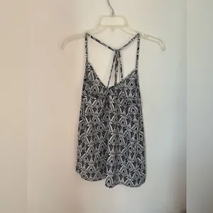 Abercrombie & Fitch Black White Geometric Print Tank Small Strappy Back Detail thumbnail 5