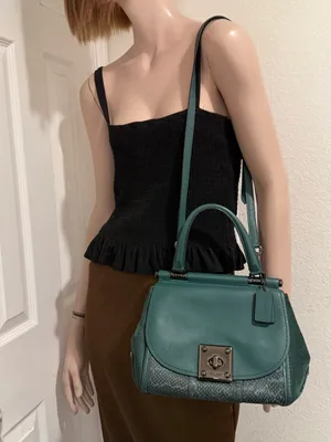 COACH 12086 Green Drifter Snakeskin Top Handle Crossbody Shoulder Bag thumbnail 6