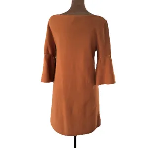 Anthropologie Moth Orange Knit Mini Dress Size S Bell Sleeve Sweater Dress thumbnail 3
