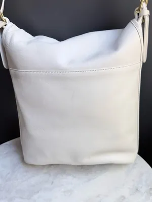 Vintage Unbranded Cream/White Leather Flap Crossbody Bag - Excellent Interior thumbnail 5
