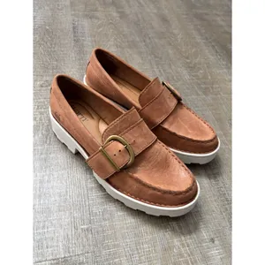 Born Contessa Tan Leather Chunky Platform Loafers Women’s 6 Lug Sole Slip On thumbnail 6