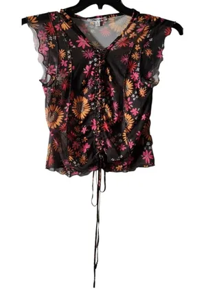 Miss Selfie Floral Sleeveless Blouse Size XL thumbnail 1
