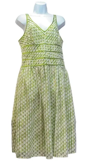 Amanda Lane‎ Retro Lime Green Polka Dot Summer Dress Size 10 thumbnail 1