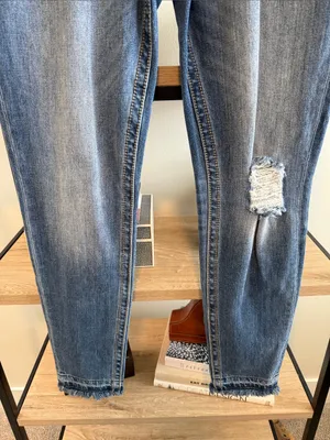 Miss Me Heaven Mid-Rise Skinny Distressed Raw Frayed Hem Jean, 31 thumbnail 3