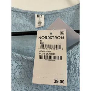 NWT BP. Nordstrom Light Blue Floral Lace Long Sleeve Crop‎ Top Size S thumbnail 4
