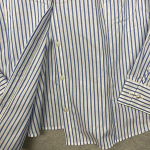 BEAUTIFUL by Lawrence Zarian Shirt Womens Medium Blue Stripe Pearl Button Top thumbnail 5