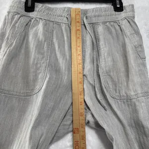 Gap Gray Chambray Utility Joggers Womens Size M Textured Casual Pants 24" Inseam thumbnail 7