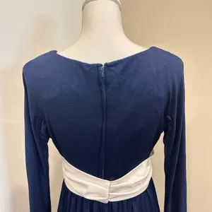 VTG‎ 70s Blue Bucolic Maxi Dress Bow Accent Boho Hippie Victorian Edwardian XS thumbnail 9