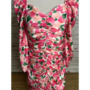 MOTF pink/multicolored heart floral sweetheart neckline maxi dress Size Large thumbnail 4