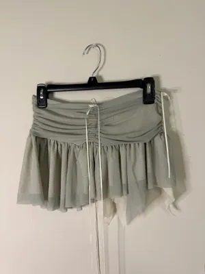 Women’s Ruffled Cream and Gray Mini Skirt thumbnail 3