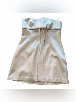 NWOT Zara Strapless Pearl Grey/Silver Satin Dress with Bow XXL Bloggers Fave thumbnail 7