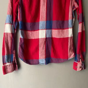 American Eagle outfitters sz 4 red blue 100% cotton flannel shirt‎ thumbnail 8